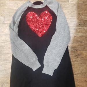 Beautiful sequin Valentines heart sweater dress